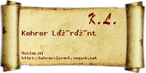 Kehrer Lóránt névjegykártya