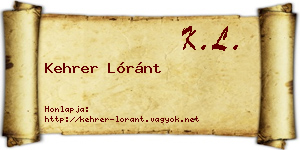Kehrer Lóránt névjegykártya